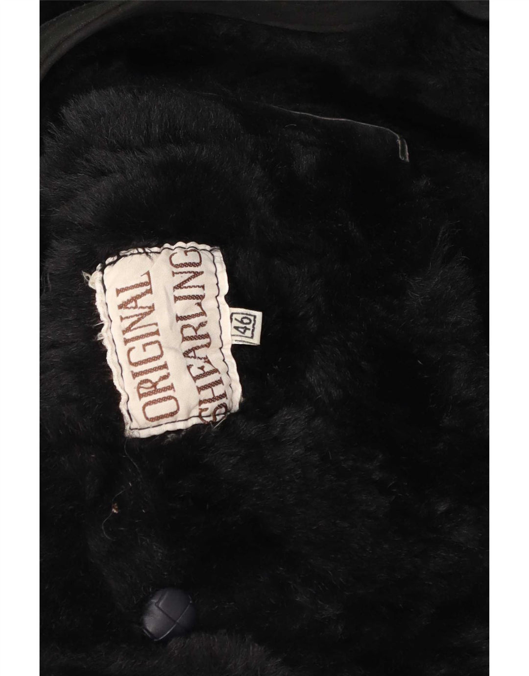Vintage mujer oversize shearling abrigo IT 46 grande negro shearling