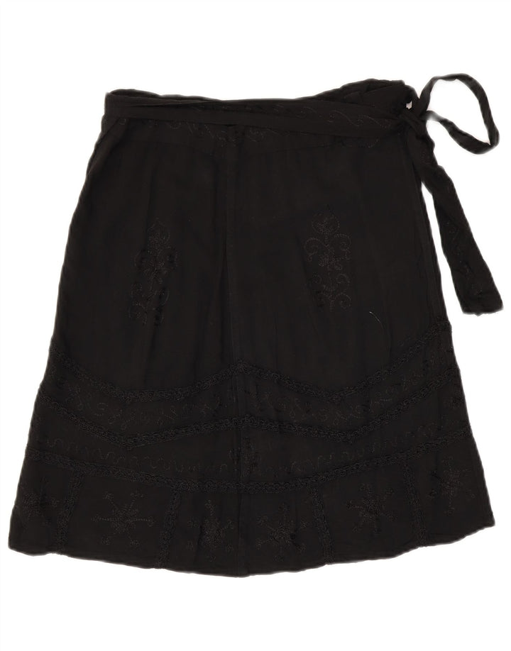 Falda cruzada vintage para mujer W30 Paisley negro medio
