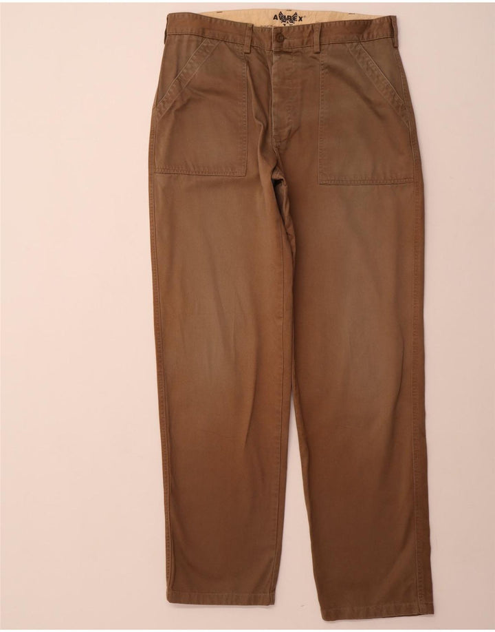 AVIREX Pantalón chino recto para hombre W34 L33 Algodón marrón