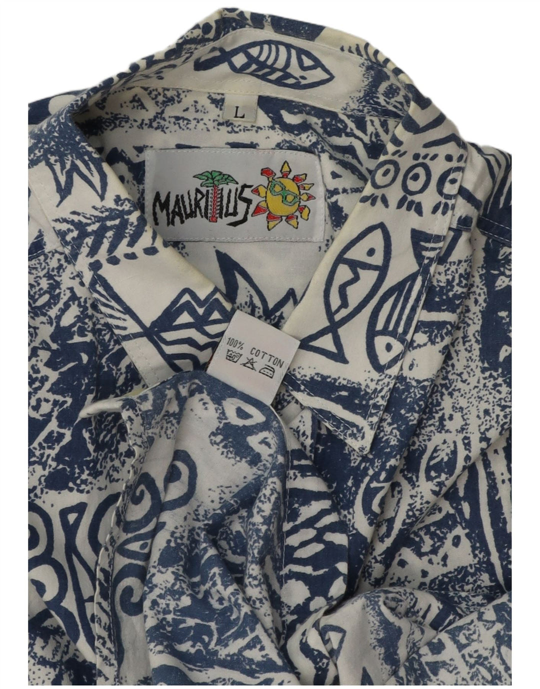Mauricio Camisa de manga corta para hombre grande azul patchwork algodón hawaiano