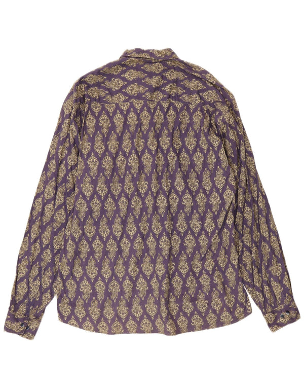 Camisa vintage para hombre 2XL Púrpura Paisley Algodón
