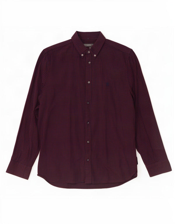 Camisa de corte slim para hombre de French Connection XL de algodón a cuadros burdeos