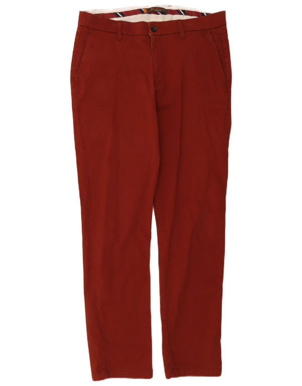 Ben Sherman Pantalones chinos ajustados para hombre W34 L32 Algodón burdeos