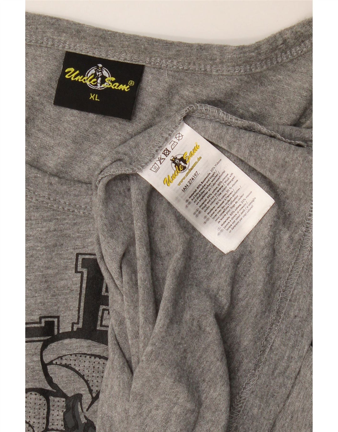 UNCLE SAM Chaleco gráfico para hombre Top XL Algodón gris