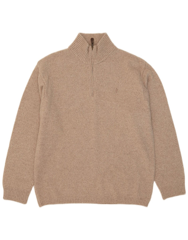 Marlboro Classics - Jersey para hombre con cuello y cremallera, talla 2XL, lana beige