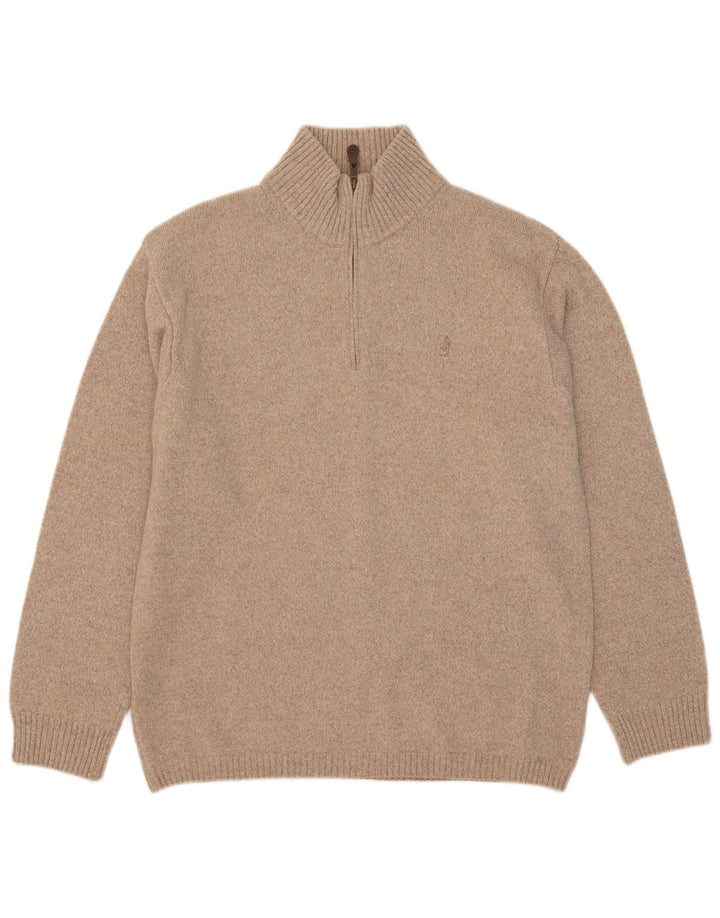 Marlboro Classics - Jersey para hombre con cuello y cremallera, talla 2XL, lana beige