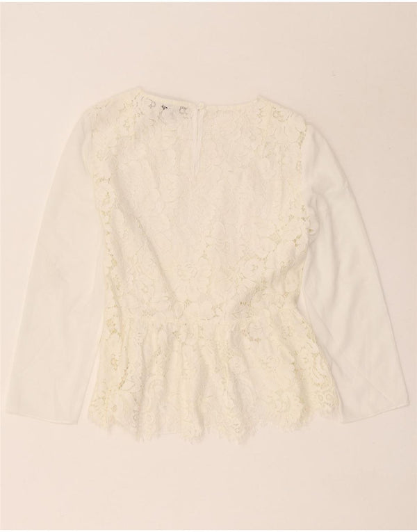 French Connection Blusa de manga 3/4 para mujer UK 40 Small White Floral