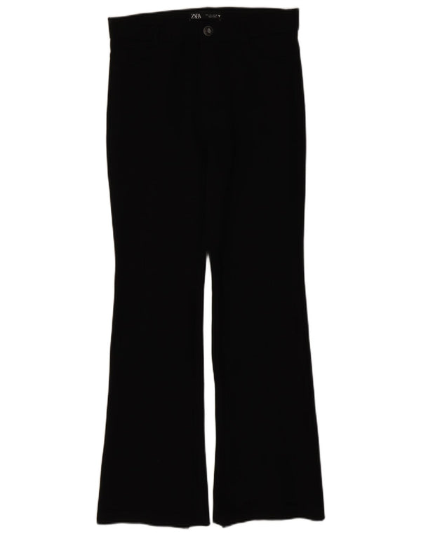 Zara Mujer Pantalón Casual Acampanado Grande W30 L30 Viscosa Negra