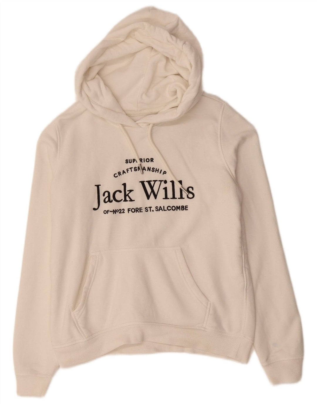 JACK WILLS Jersey con capucha de gran tamaño con gráfico para mujer UK 10 Small White Cotton