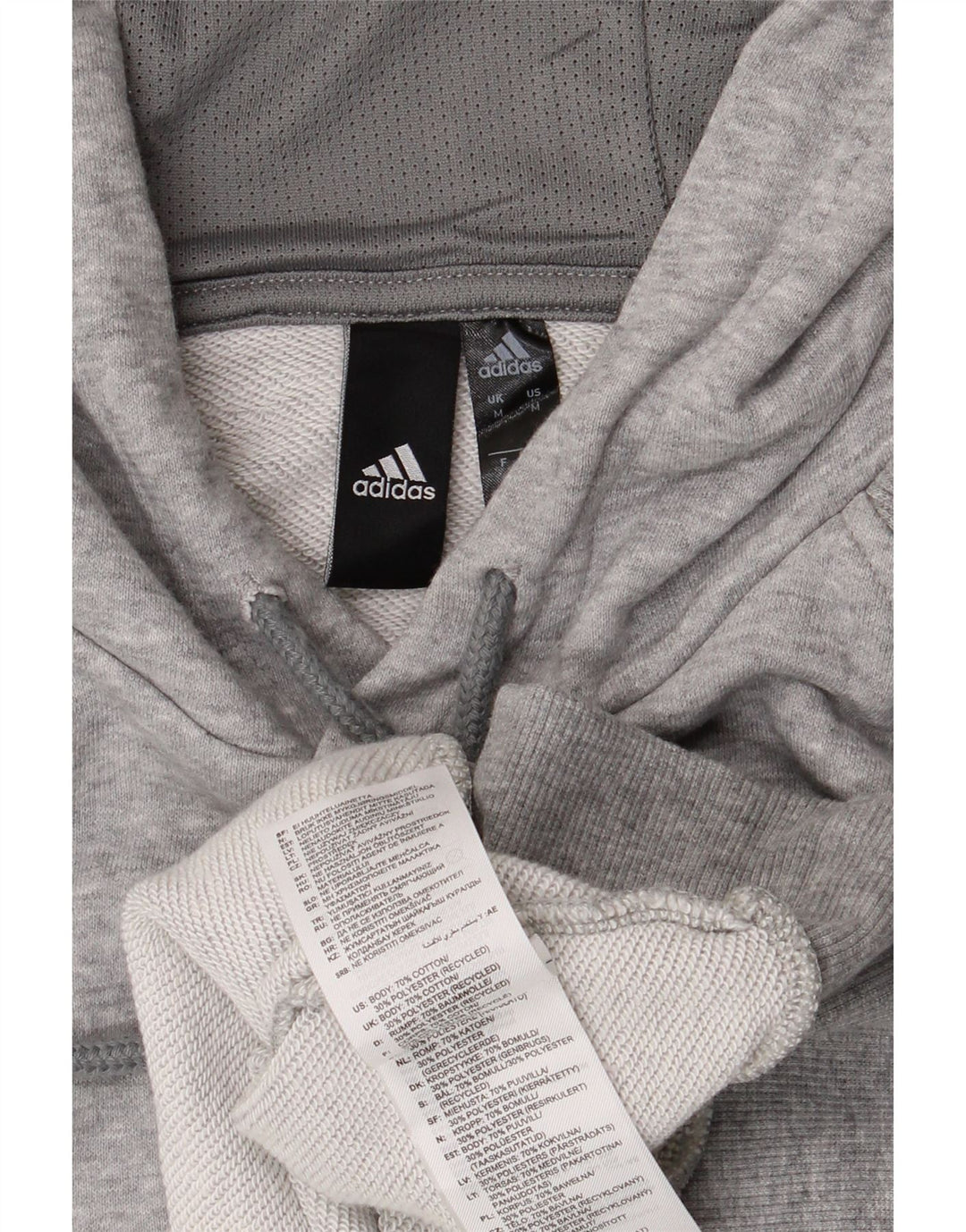 Adidas Hombre Sudadera Con Capucha Jumper Gris Medio Algodón Moteado