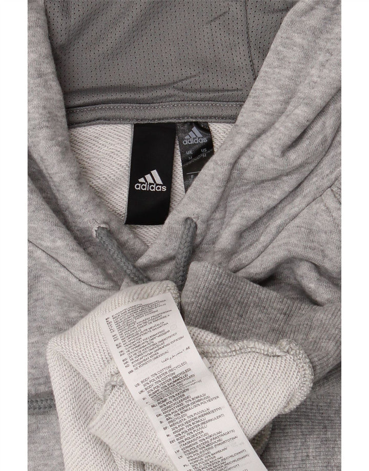 Adidas Hombre Sudadera Con Capucha Jumper Gris Medio Algodón Moteado