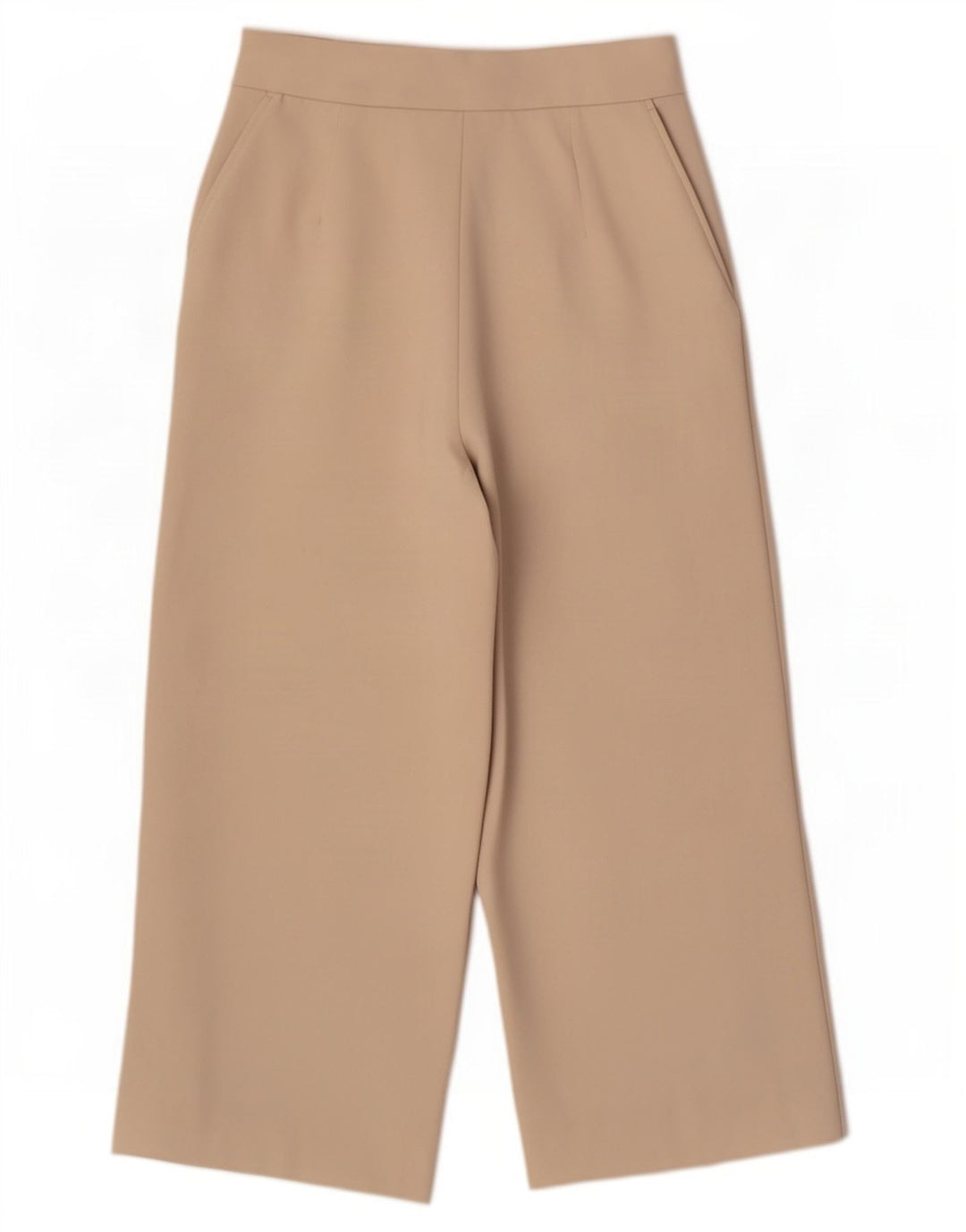 Zara Mujer Pantalón Capri Pierna Ancha Mediano W28 L22 Poliéster Beige