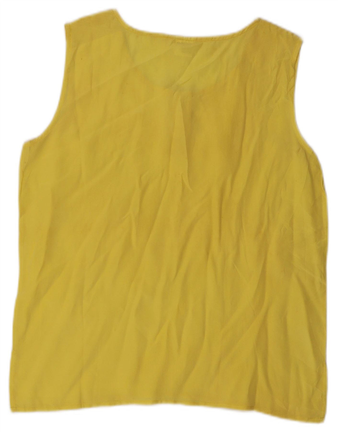 Vintage mujer blusa sin mangas Top Reino Unido 12 seda amarilla media