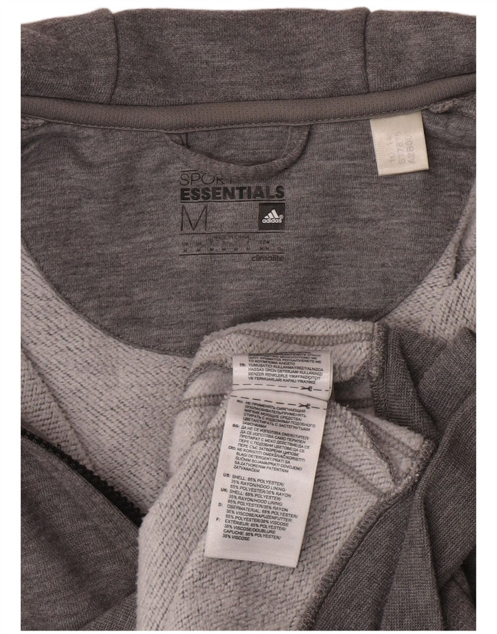 Adidas Hombres Climalite Zip Sudadera Con Capucha Suéter Gris Medio Poliéster
