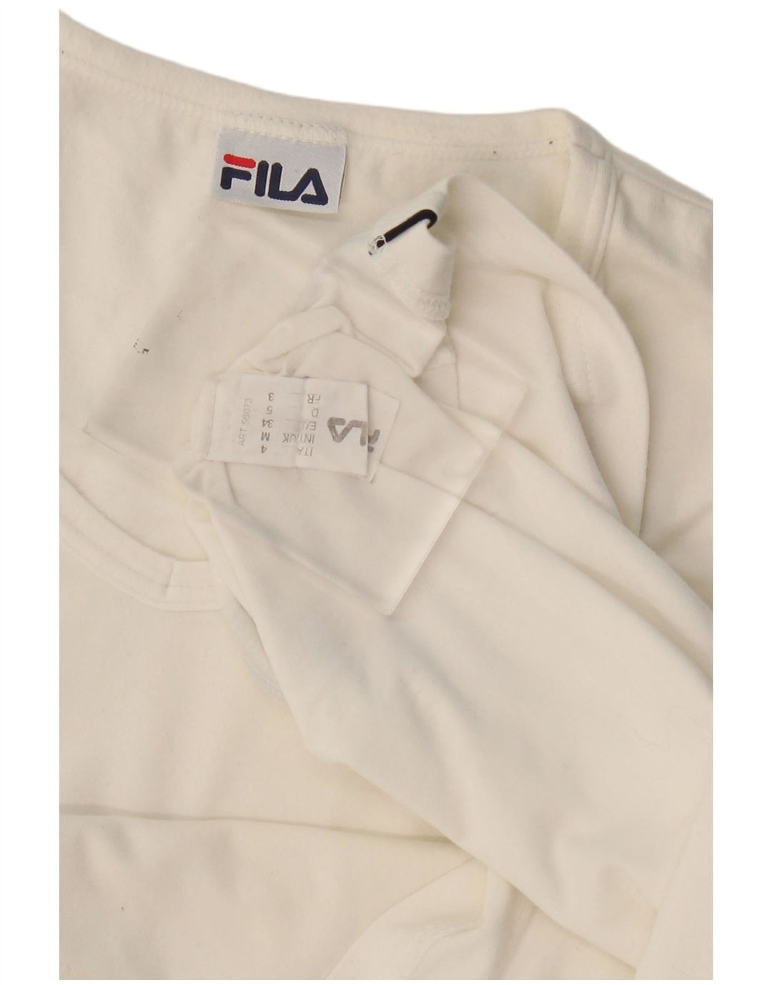 Fila Camiseta para mujer Top UK 14 Medium White Cotton