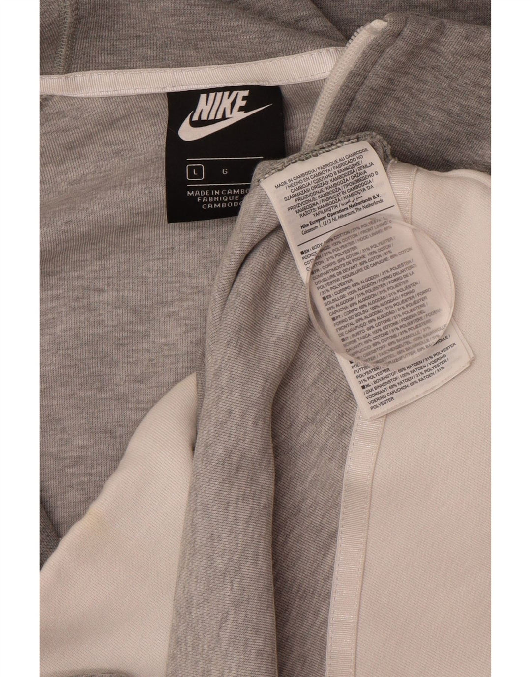 NIKE - Sudadera con capucha y cremallera para mujer, talla 40, talla grande, algodón gris