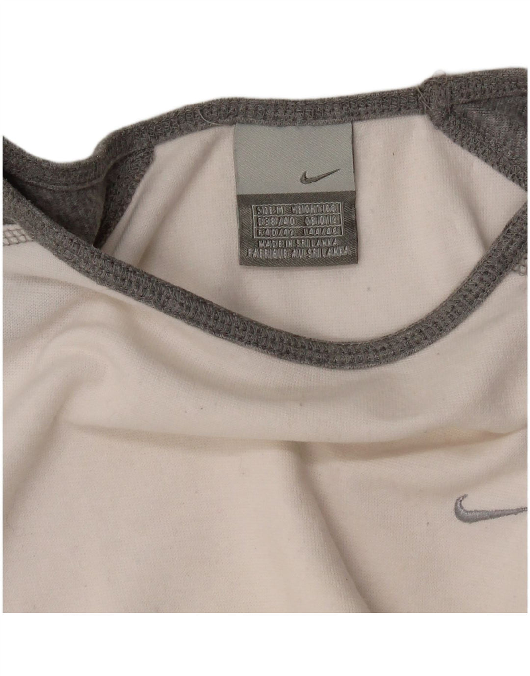 NIKE Camiseta de manga larga para mujer UK 10/12 Medium White Colourblock