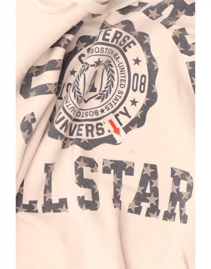 CONVERSE Jersey con capucha gráfica para mujer Reino Unido 12 Algodón blanco mediano