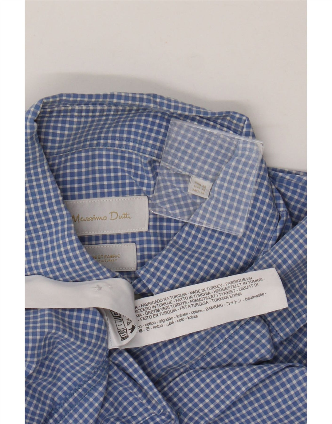 Camisa Massimo Dutti Hombre Algodón Vichy Azul Medio