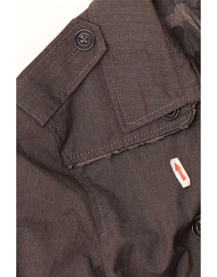 Vintage hombres gabardina Reino Unido 36 pequeño poliéster gris