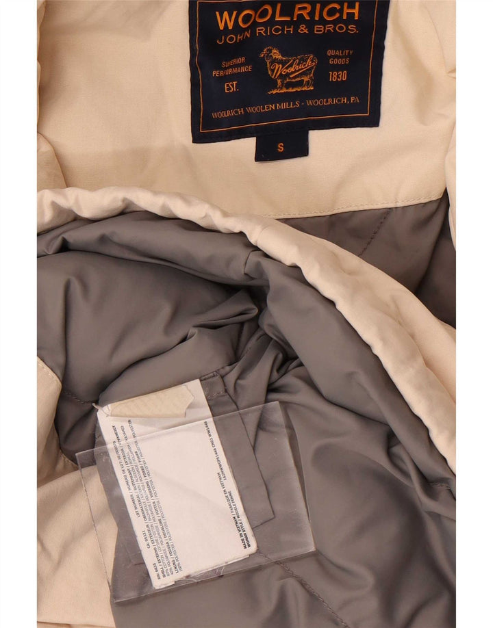 Woolrich Chaqueta acolchada con capucha para mujer UK 10 Small Off White Cotton