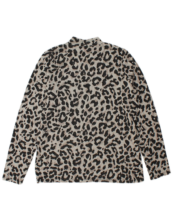 Oasis Mujer Top Manga Larga ES 44 Gris Medio Estampado Animal Poliéster