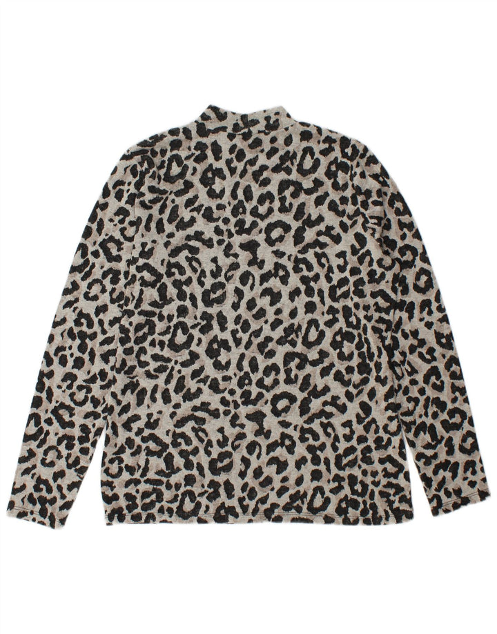 Oasis Mujer Top Manga Larga ES 44 Gris Medio Estampado Animal Poliéster