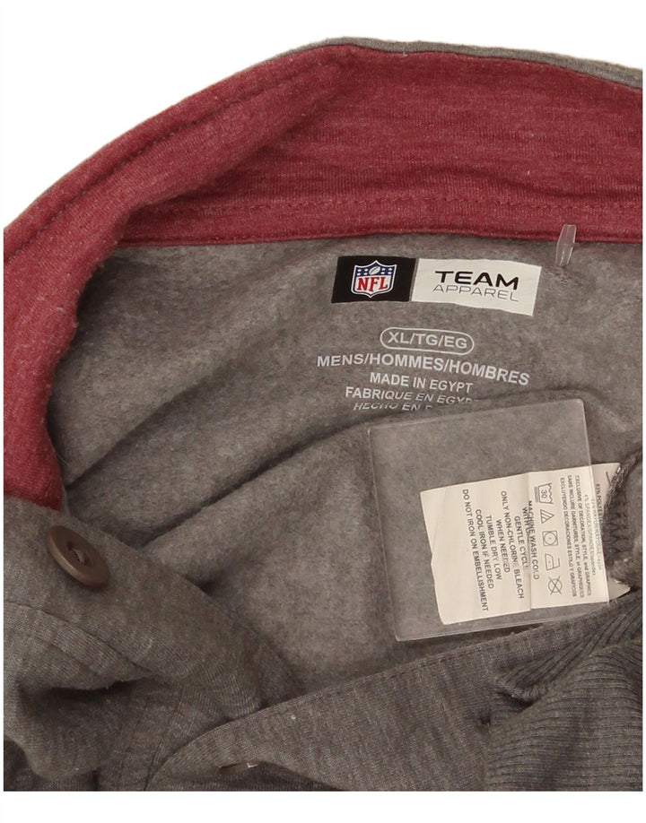 NFL - Sudadera con cuello y botones para hombre, talla XL, color gris, poliéster