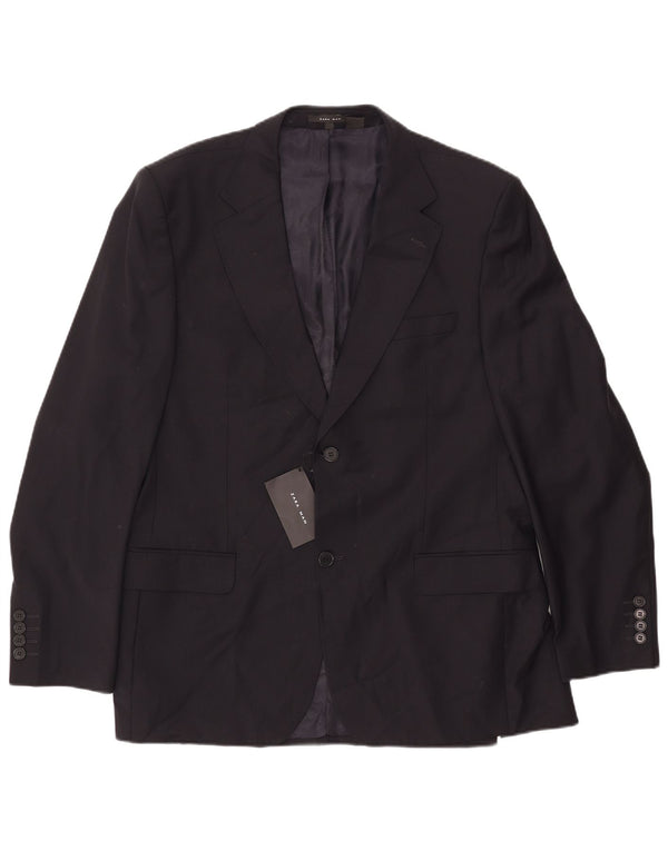 ZARA Chaqueta Blazer De 2 Botones Para Hombre EU 54 XL Lana Azul Marino