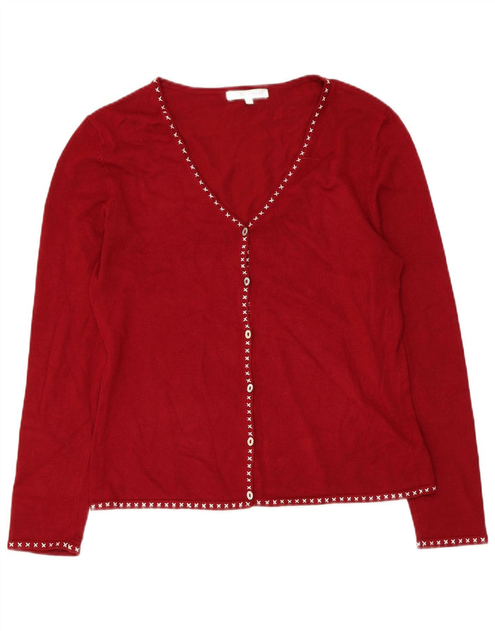 LAURA ASHLEY Suéter tipo cárdigan para mujer UK 40 Viscosa roja mediana