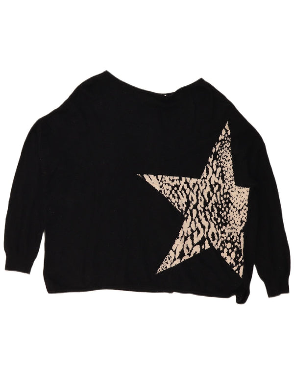 MINT VELVET Suéter tipo jersey con cuello barco y patrón abstracto para mujer UK 10 Small Bl