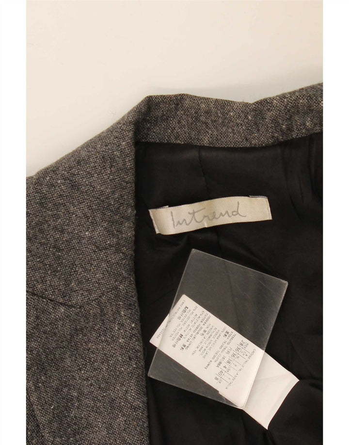 Chaqueta tipo blazer de 1 botón para mujer Intrend UK 8 Pequeña lana moteada gris