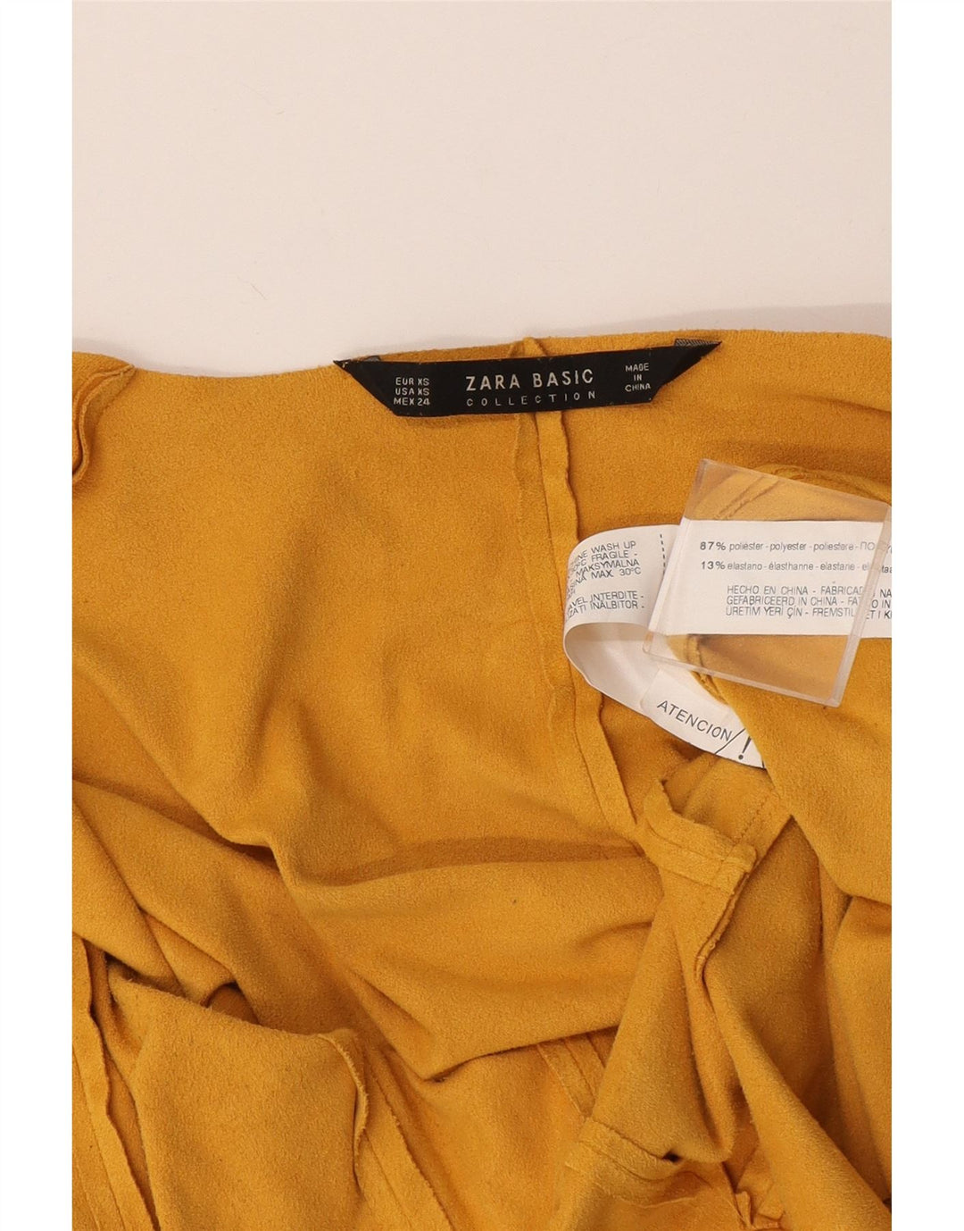Zara Chaqueta Americana Abierta De Gran Tamaño para Mujer UK 6 XS Poliéster Amarillo