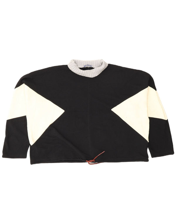 Zara Mujer Blusa Extragrande Top UK 10 Small Negro Colorblock Algodón