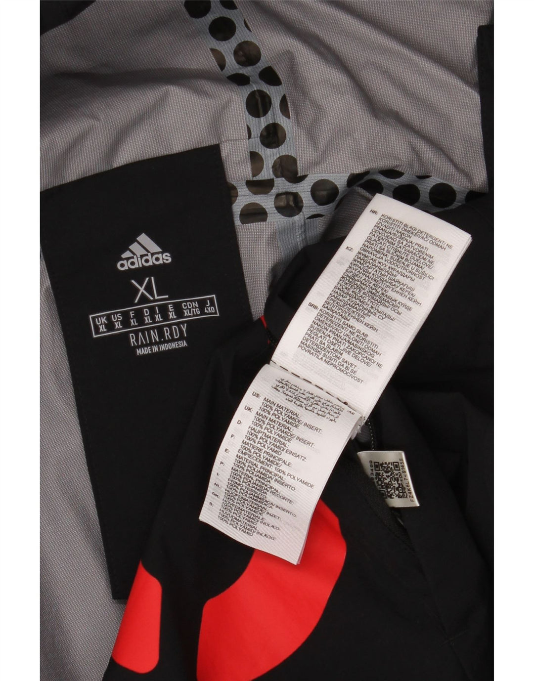 ADIDAS Chaqueta impermeable con capucha gráfica para hombre UK 42 XL Poliamida negra