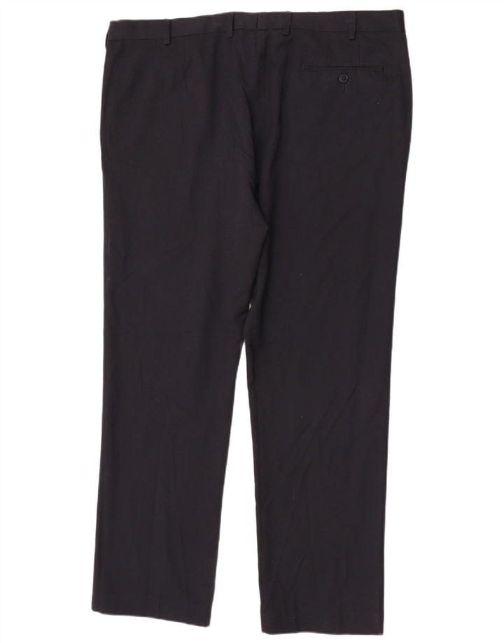 Marks & Spencer Pantalón de traje de corte regular para hombre W42 L31 Poliéster azul marino