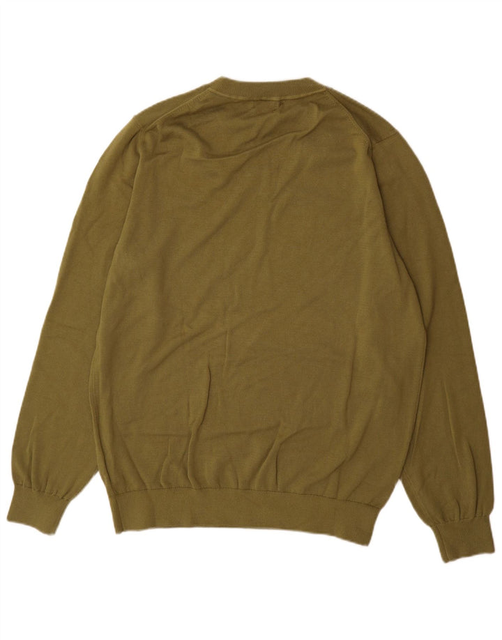 Massimo Dutti Hombre Jersey Cuello Pico Large Caqui Algodón