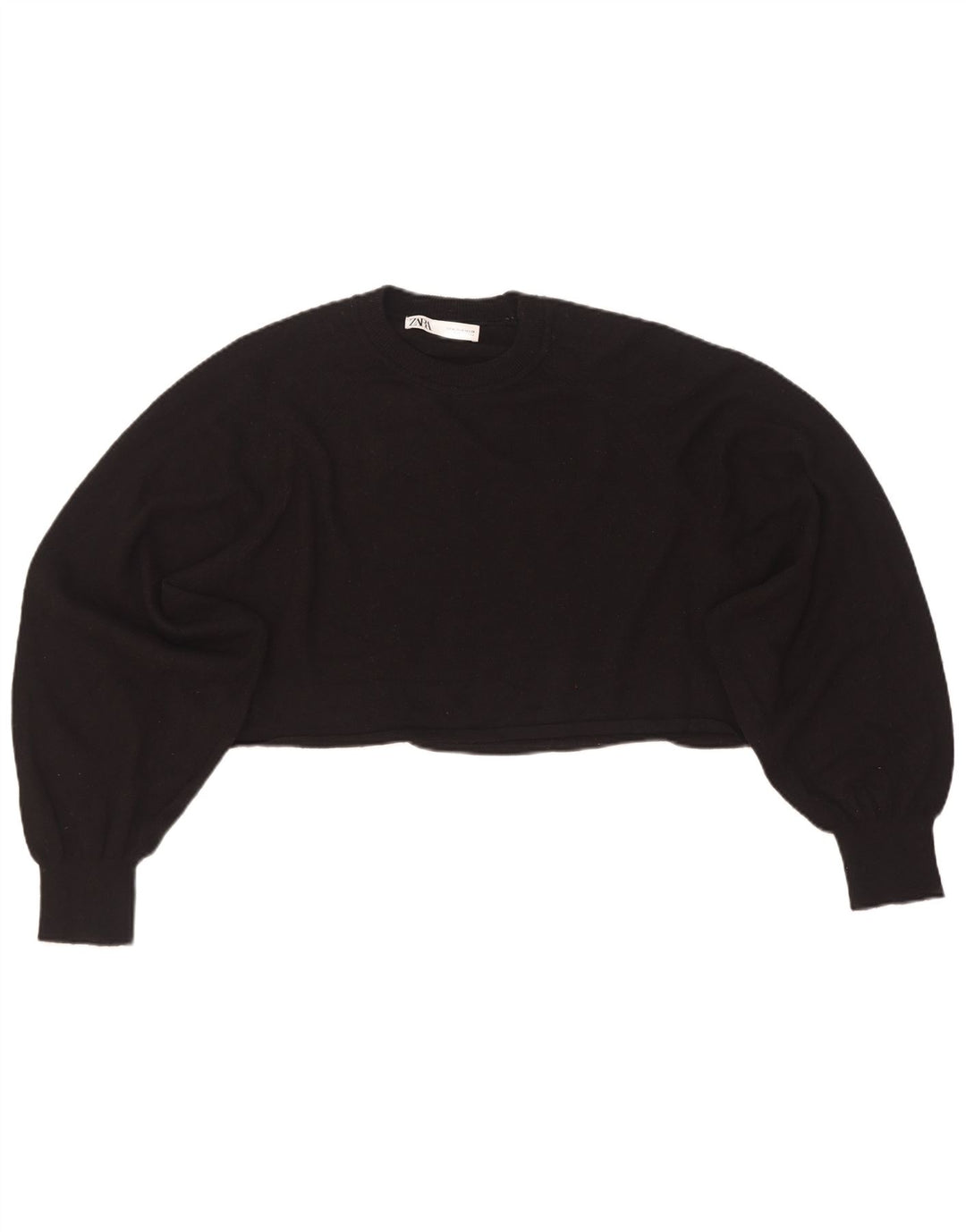 Zara Mujer Crop Oversize Cuello Redondo Jersey Jersey UK 44 Medium Negro