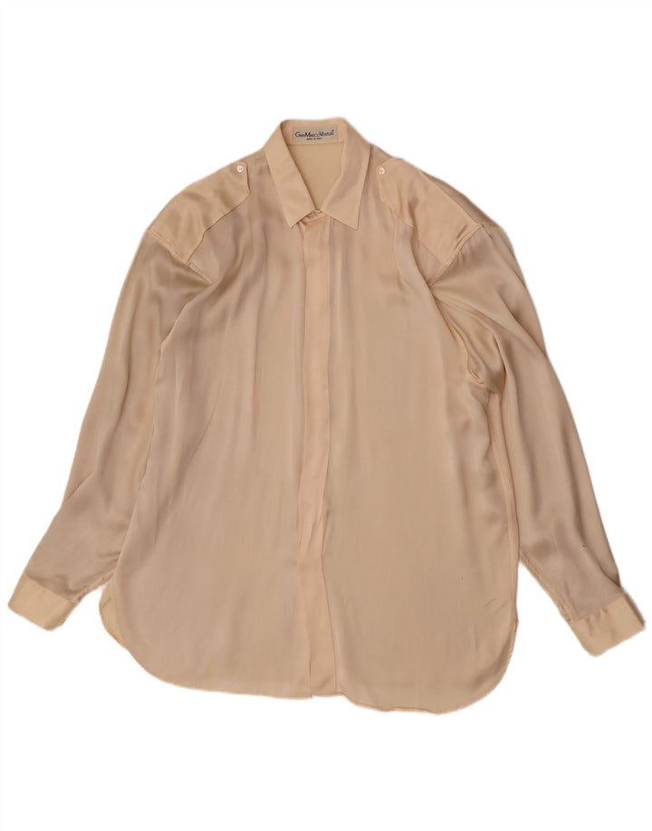 Gian Marco Venturi Camisa militar para hombre Talla 16 41 Grande Beige
