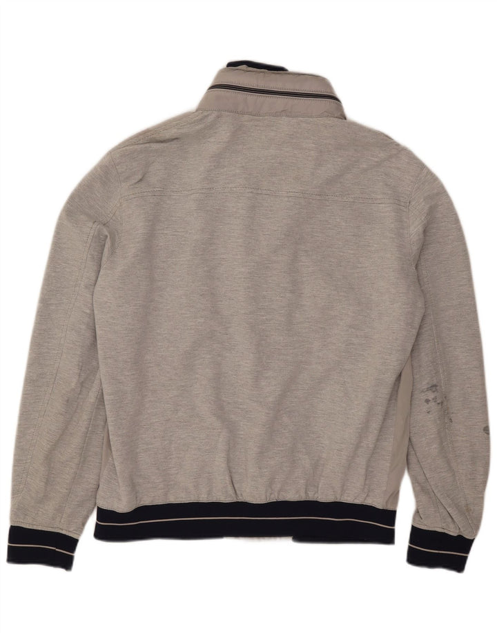 Zara Mens Chaqueta Bomber Con Capucha Reino Unido 40 Grande Gris