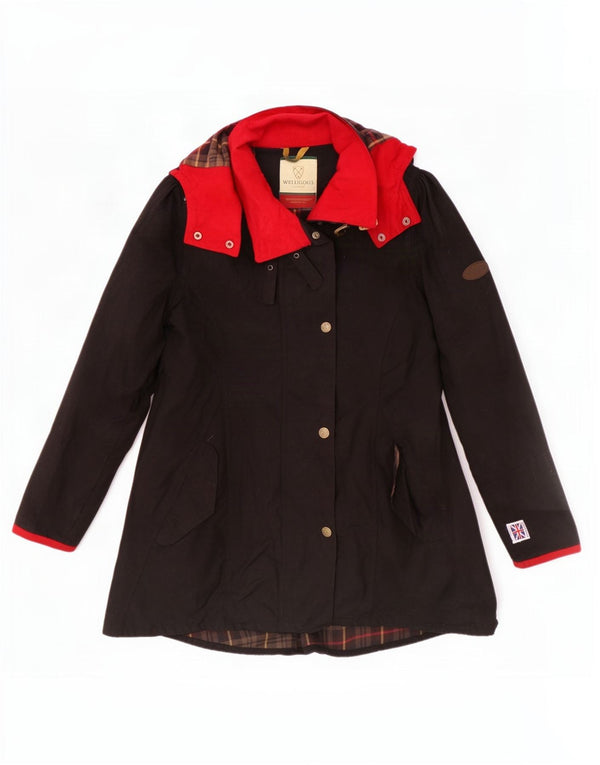 Welligogs Chaqueta Parka Encerada con Capucha para Mujer Reino Unido 44 Mediano Negro Colorblock