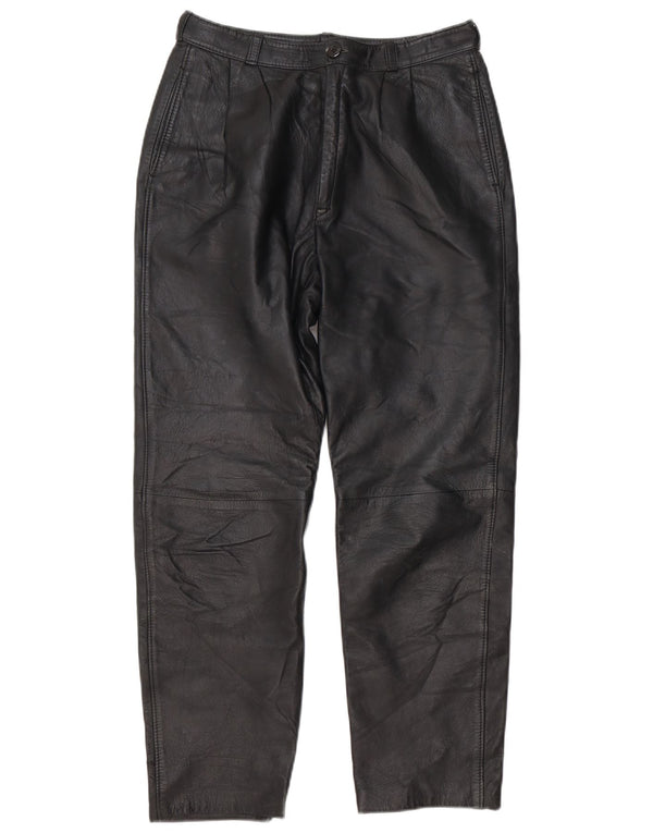 Pantalones rectos vintage de piel sintética para mujer W30 L29 Negro