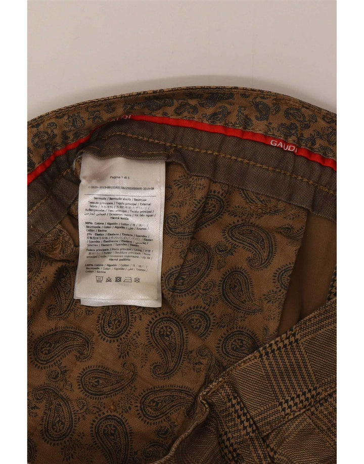 Gaudí Pantalones cortos chinos Dakota para hombre W32 Algodón a cuadros marrón medio
