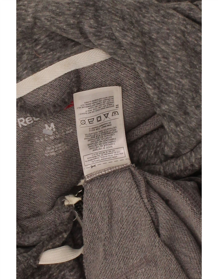 REEBOK Mens Graphic Zip Hoodie Sweater Medium Grey Flecked Polyester Vintage Reebok and Second-Hand Reebok from Messina Hembry 