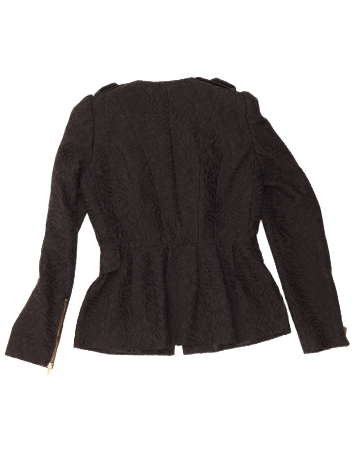 Zara Chaqueta tipo blazer militar para mujer UK 12 Medium Black Chevron Viscosa