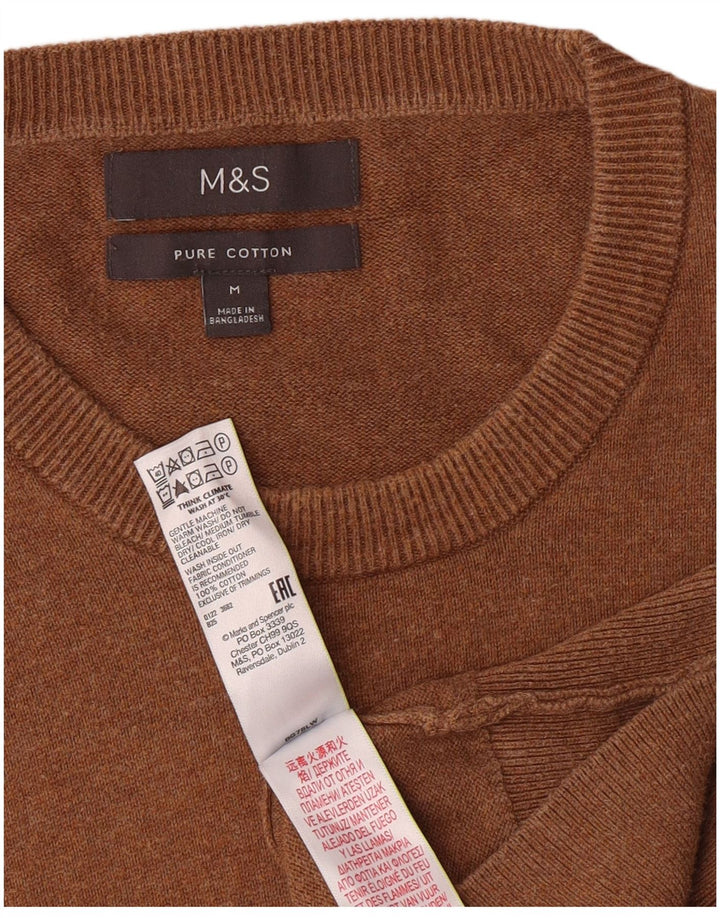 Marks & Spencer Jersey de cuello redondo para hombre de algodón marrón medio