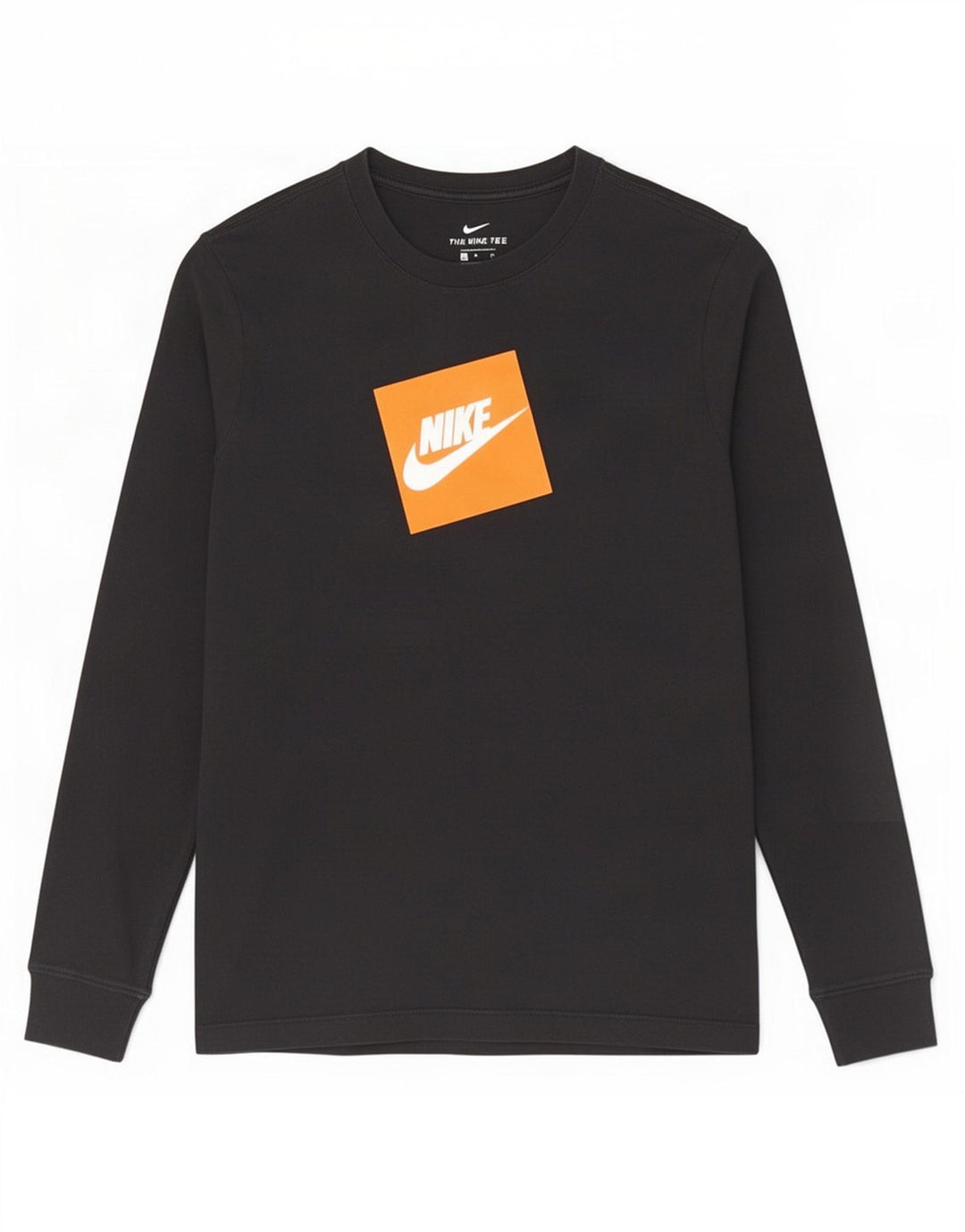 Nike Camiseta gráfica de manga larga para hombre, talla pequeña, algodón negro