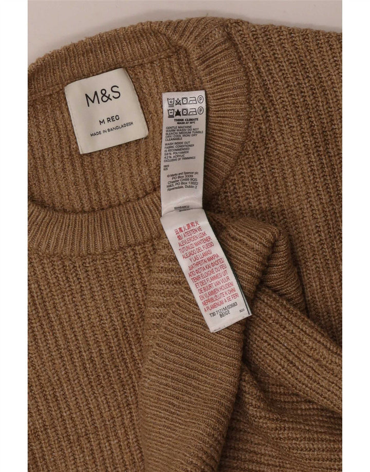 Marks & Spencer Jersey De Cuello Redondo Para Hombre Poliamida Beige Medio