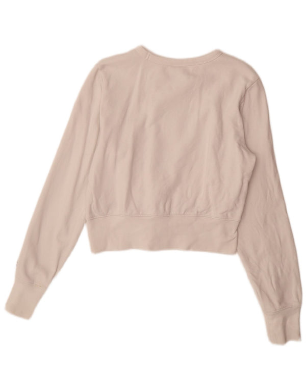 Champion Mujer Graphic Crop Sudadera Jumper UK 10 Small Blanco Algodón