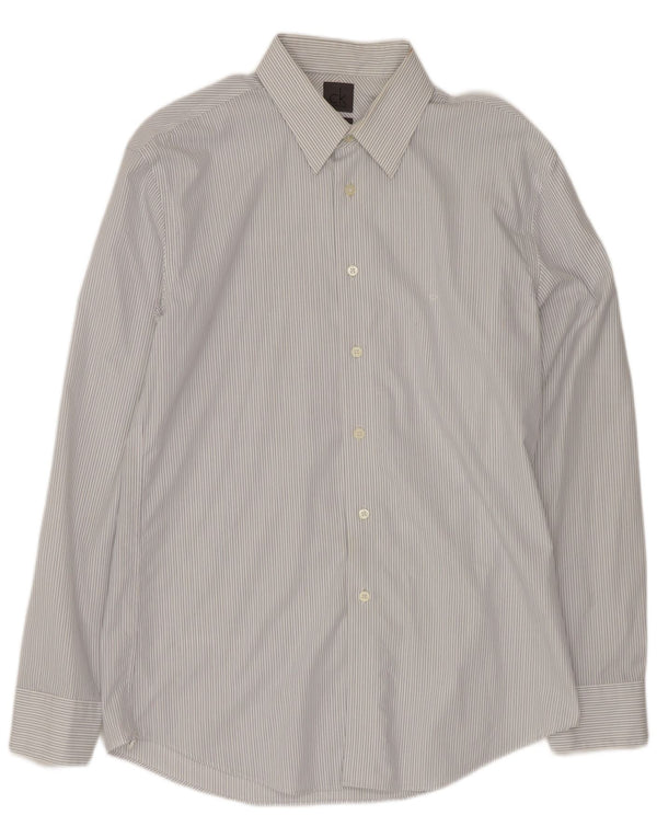 Camisa Calvin Klein Slim Fit para hombre Talla 41 16 Algodón a rayas blancas grandes